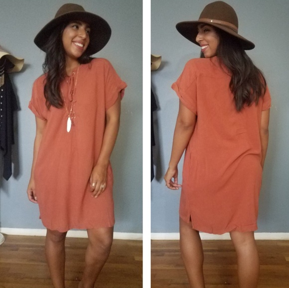 SPRING DEAL//DOWN TO EARTH RUST TUNIC DRESS - Picture 2 of 5